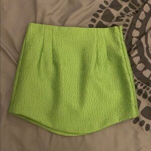 Lime Green Textured Women's Skirt